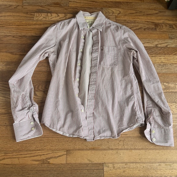 Hollister Pacific Merch Red Stripe Button Down Shirt Cotton Size M - Picture 6 of 7